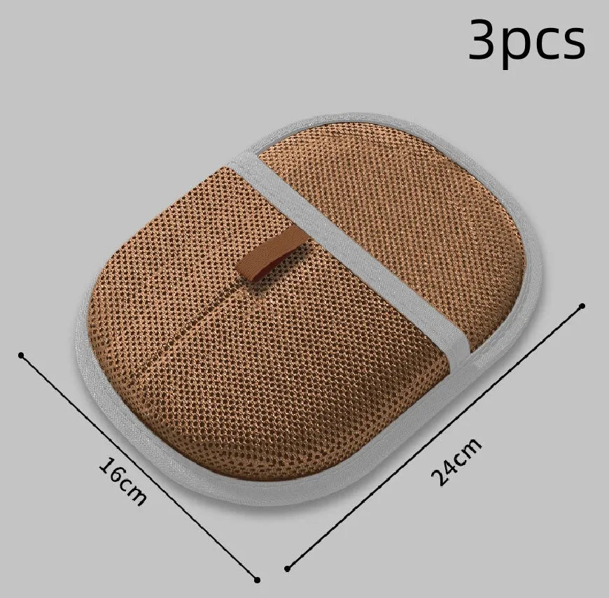 Black pet hair removal gloves with dual-sided silicone brush design for dog cat rabbit grooming
