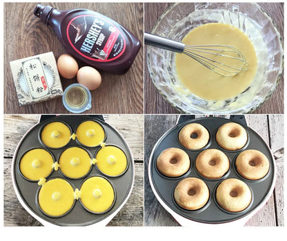 White donut maker machine with 23cm baking pan for homemade doughnuts and cakes