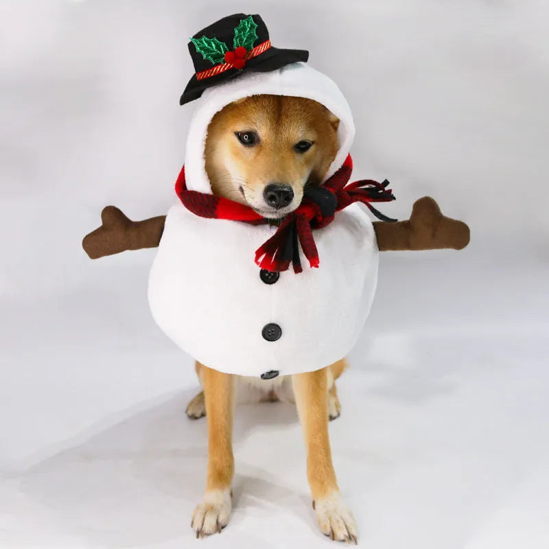 Christmas snowman costume for dog or cat with festive holiday design