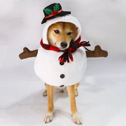 Christmas snowman costume for dog or cat with festive holiday design