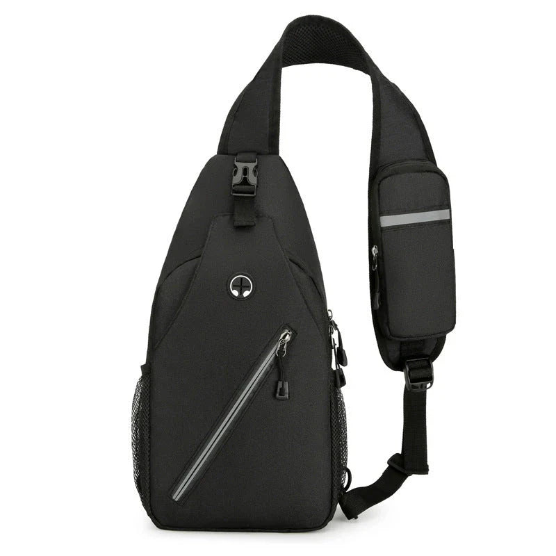 Rugged canvas crossbody bag for men in various colors, featuring a spacious main compartment, adjustable shoulder strap, and multiple pockets for organized storage.