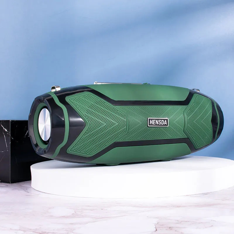 Bluetooth speaker with stereo sound showing colour options and multiple connectivity ports