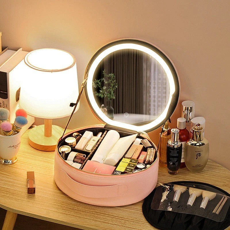 Smart LED Cosmetic Bag with Mirror Lights - Illuminating Beauty on the Go