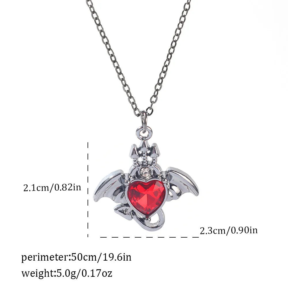 Dark gothic necklace with detailed spider bat pendant on an adjustable metal chain