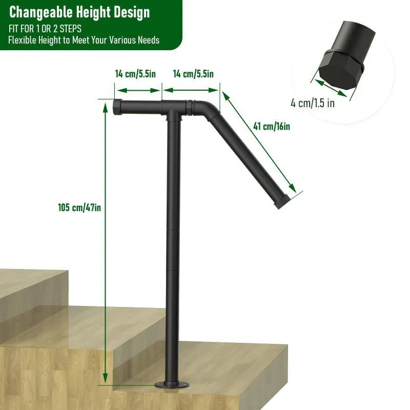 Black metal minimalist American household ladder support bracket.