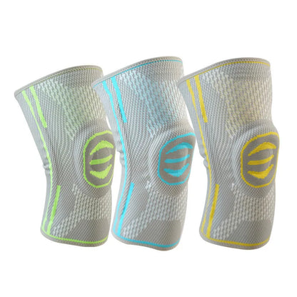 Cotton mountaineering knee pads in blue, green, or yellow colours for sports protection