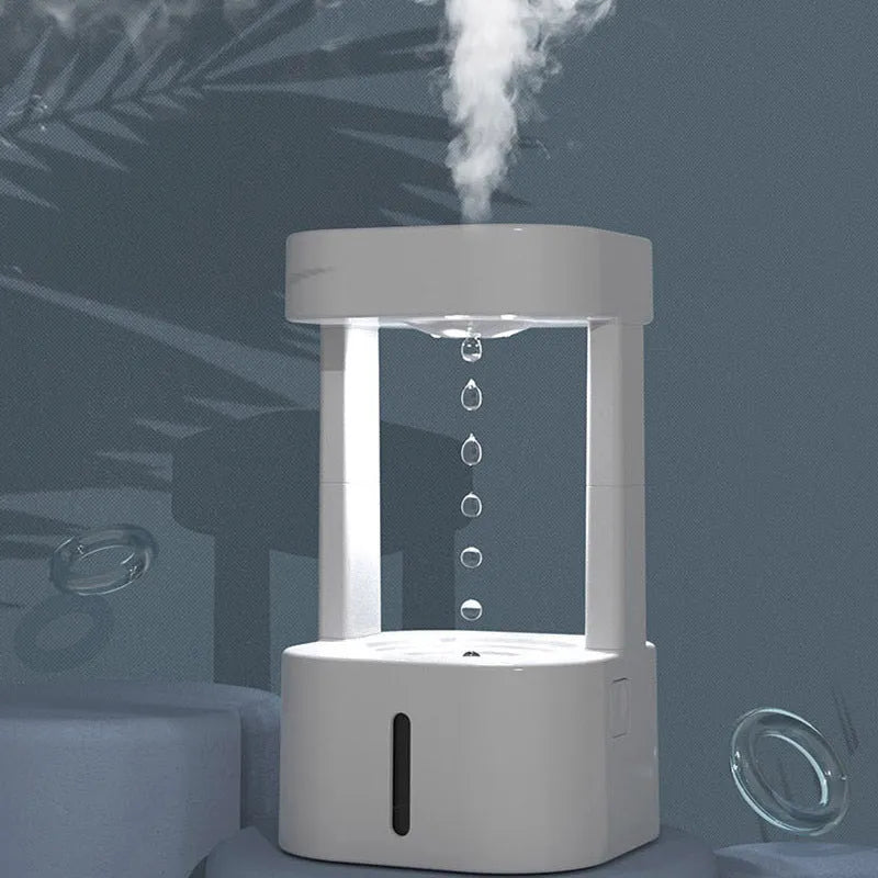 White raining cloud design desk humidifier with water flow effect and essential oil diffusion function