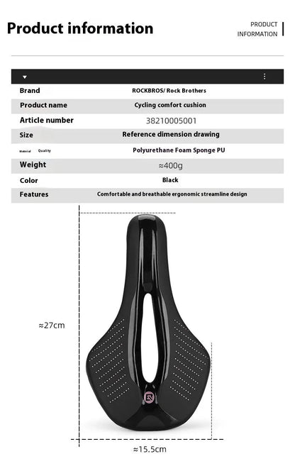 Medium mountain bike seat cushion in black or pink made from PU foam resin sponge