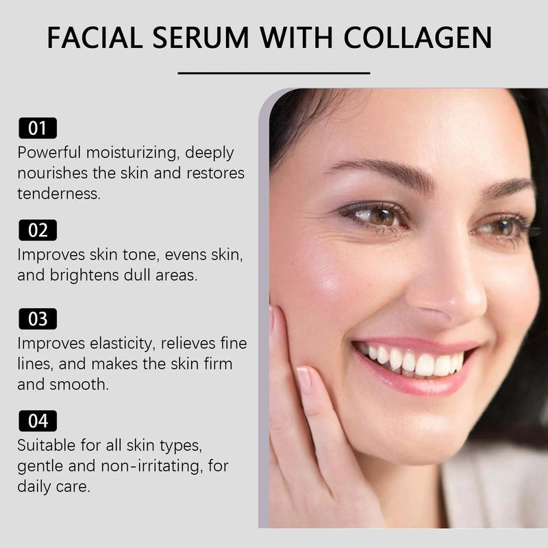 Collagen facial fluid facial essence 50ml with nicotinamide hydrating serum anti-ageing skincare concentrated formula lightweight texture for face neck décolletage daily use