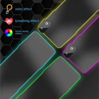 Black gaming mouse mat with TYPC interface luminous design measuring 300x800mm