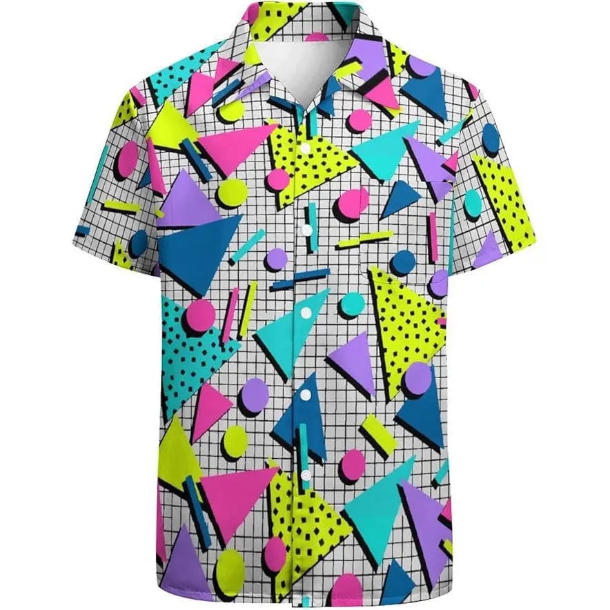 Men's slim fit short sleeve casual shirt with cardigan style and camouflage pattern