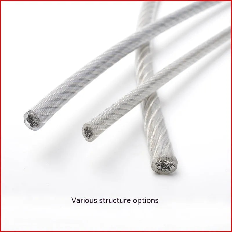 304 stainless steel anti-theft wire rope showing double twist structure and corrosion-resistant surface