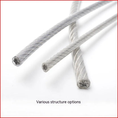 304 stainless steel anti-theft wire rope showing double twist structure and corrosion-resistant surface
