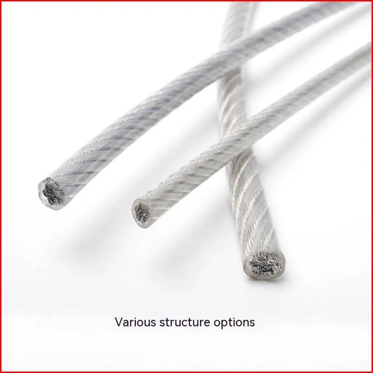 304 stainless steel anti-theft wire rope showing double twist structure and corrosion-resistant surface