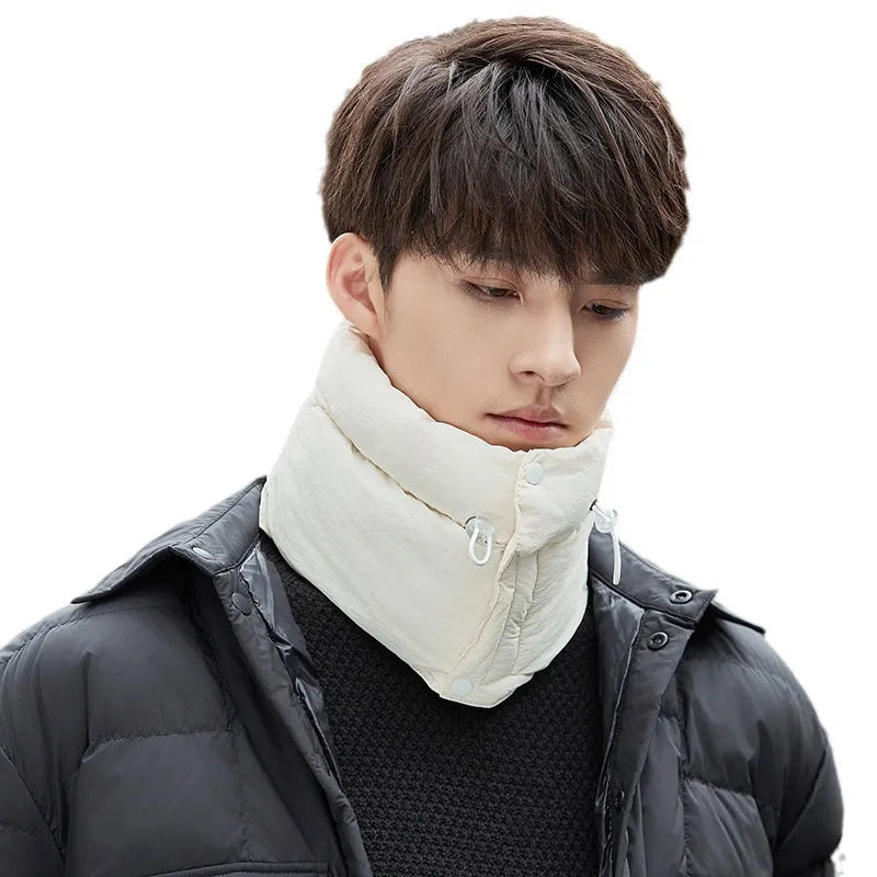 Winter Riding Scarf Neck Protection Windproof Motorcycle Bandana Down Cotton Pullover Cloak for Men and Women in Black Milky White Dark Grey Light Grey Brown Purple Pink