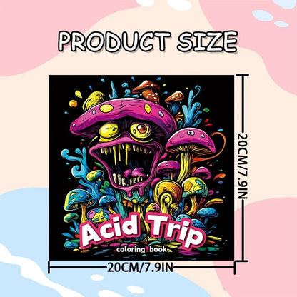 Acid tour colour creative painting book with paper pages, 200mm long.