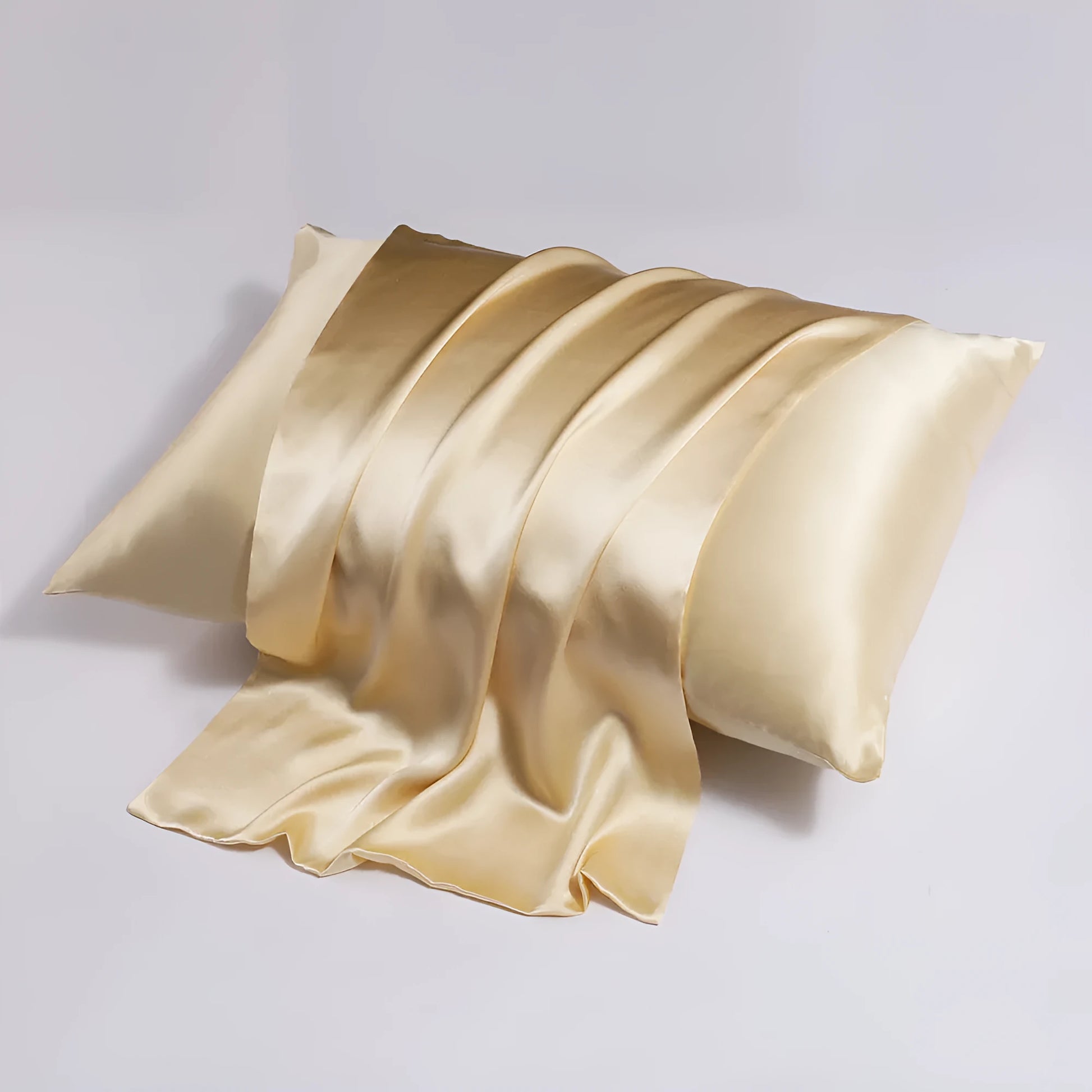 Silk pillowcase with zip closure showing double-sided texture in modern simplicity style