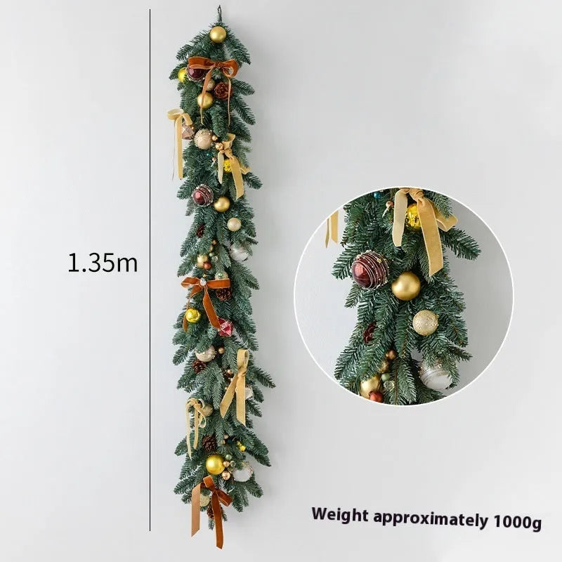135cm European Style rattan Christmas wall hanging decoration in golden red, leaf golden, or rose pink colour variations