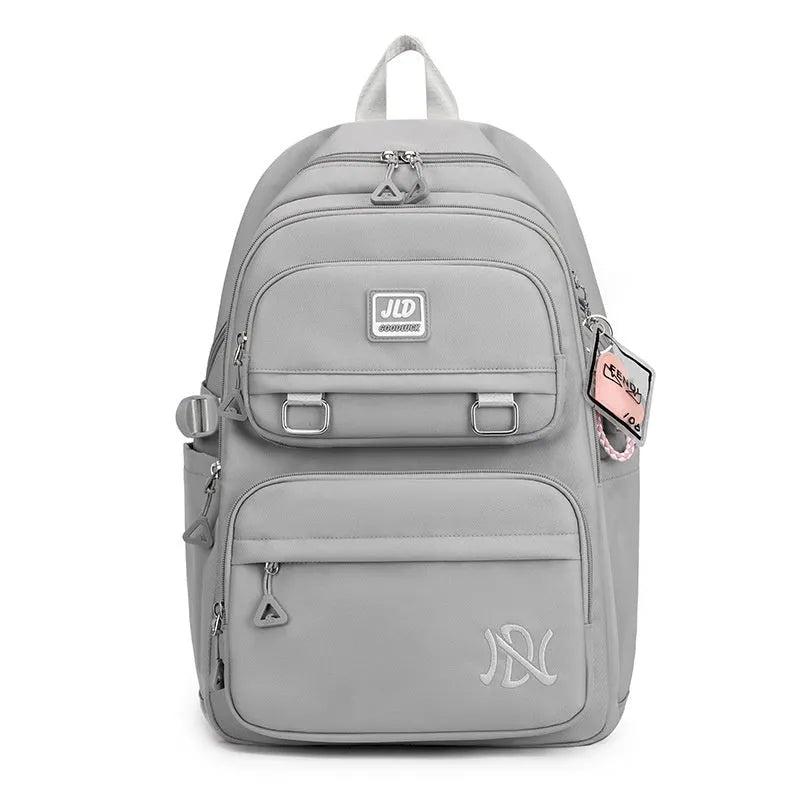 Large capacity nylon girls school backpack with anti-theft and waterproof features