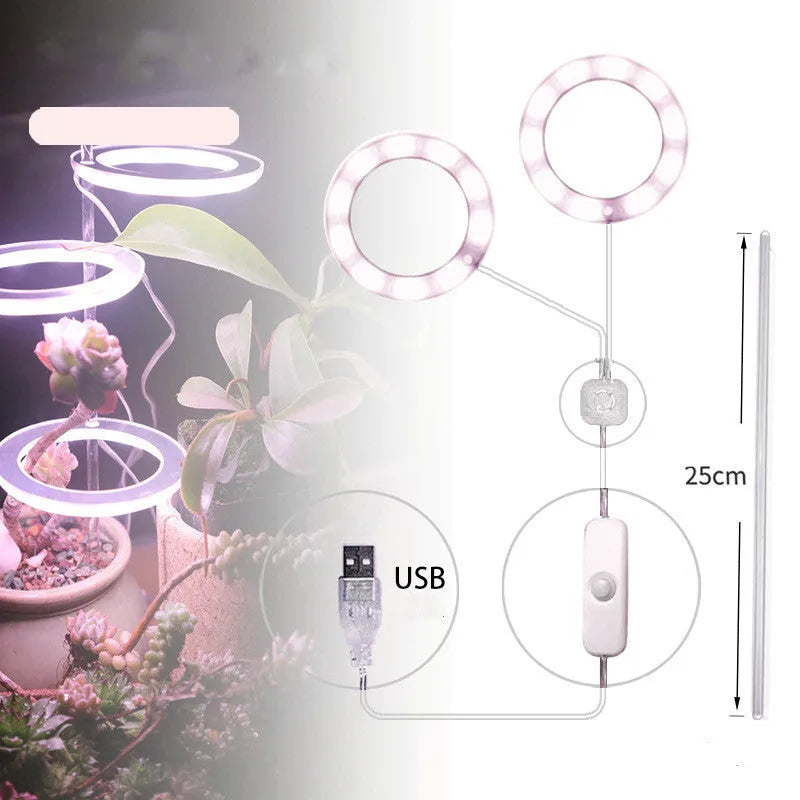USB LED plant grow light with acrylic stick in multiple head configurations