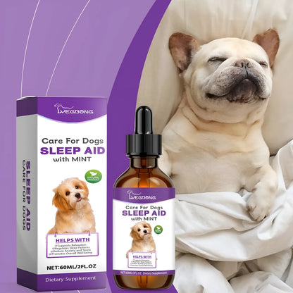 60ml bottle of dog sleep drops with mint extract for canine night care