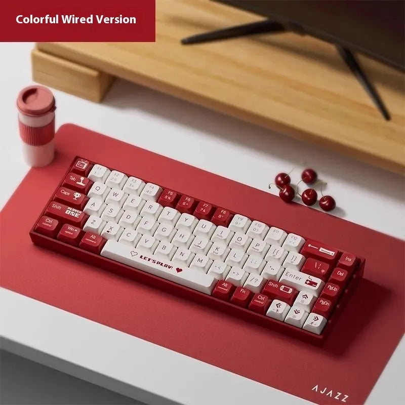 AJAZZ AK680 hot-swappable mechanical gaming keyboard in red-white colour with compact 68-key layout