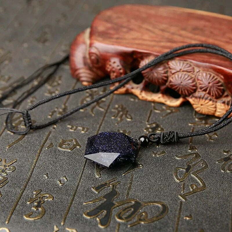 Handcrafted obsidian six-pointed star sweater chain, a unique fashion accessory