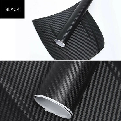 Carbon fibre car decoration sticker roll showing 3D texture in multiple colour options