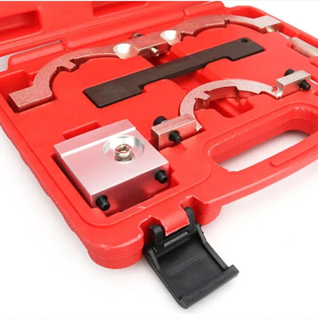 Opel 1.4 engine timing tool kit with 7 red chrome-vanadium steel pieces for automotive repair