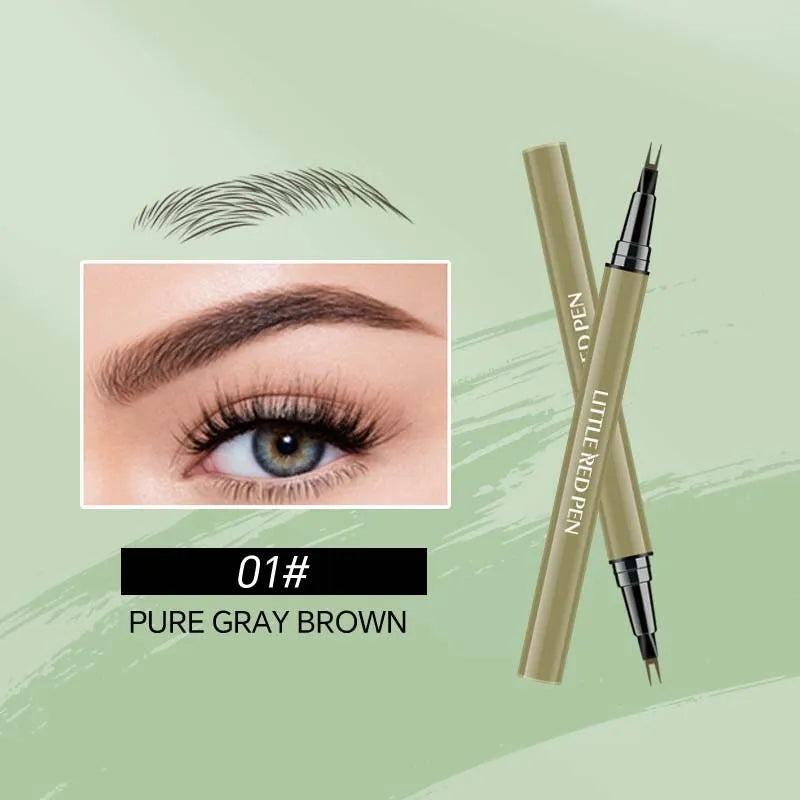 Two fork eyebrow pencil with waterproof liquid eyeliner tip in brown and black colours