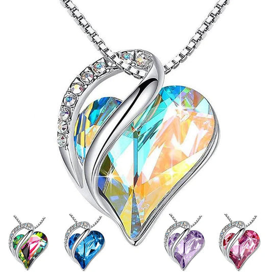 925 silver heart-shaped geometric necklace for women, available in multiple colours