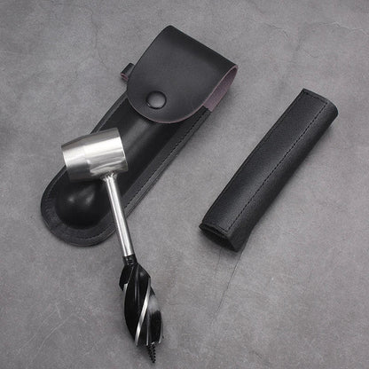 Rugged Outdoor Auger Drill with Genuine Leather Case for Camping, Bushcraft, and Outdoor Survival Tasks