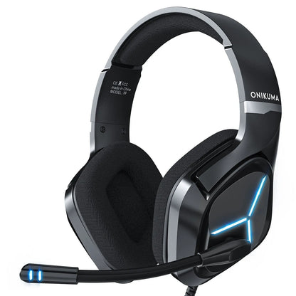 Black head-mounted PS4 gaming headset with 3.5mm straight plug, 2.2m cable, and 50mm speakers