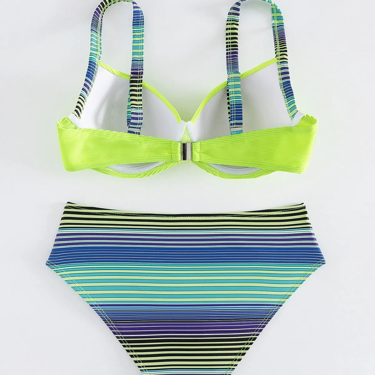Green printed halter bikini for women with split-style briefs