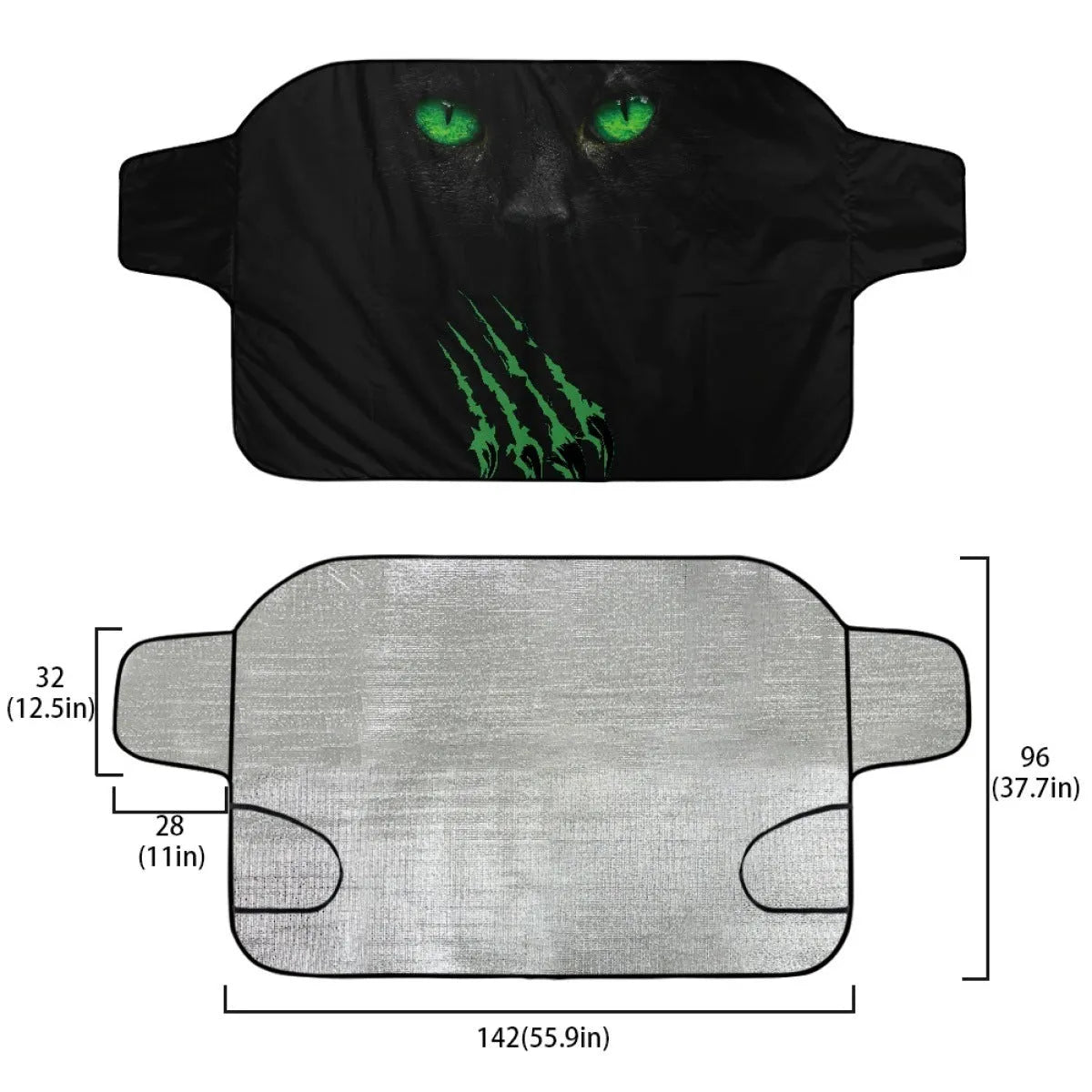 Car snow protection cover front gear with lanyard installation system for vehicle windshields