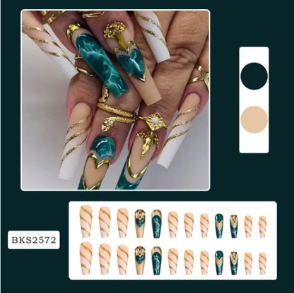 Ballet wave line design nail stickers in 96-piece set with jelly glue tubes