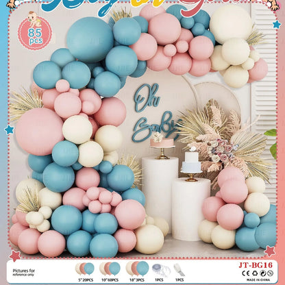 Baby gender reveal balloon decoration suit with metallic aluminium film balloons in pink and blue