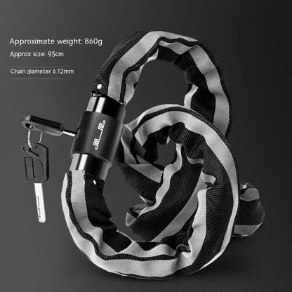 95cm zinc alloy bicycle chain lock for mountain bikes in black or yellow colour with key or combination lock