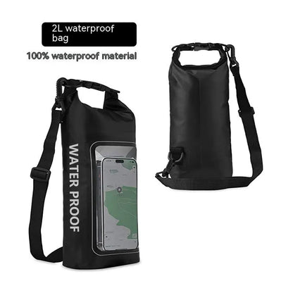 A waterproof crossbody bag in various colours, suitable for carrying a mobile phone outdoors.