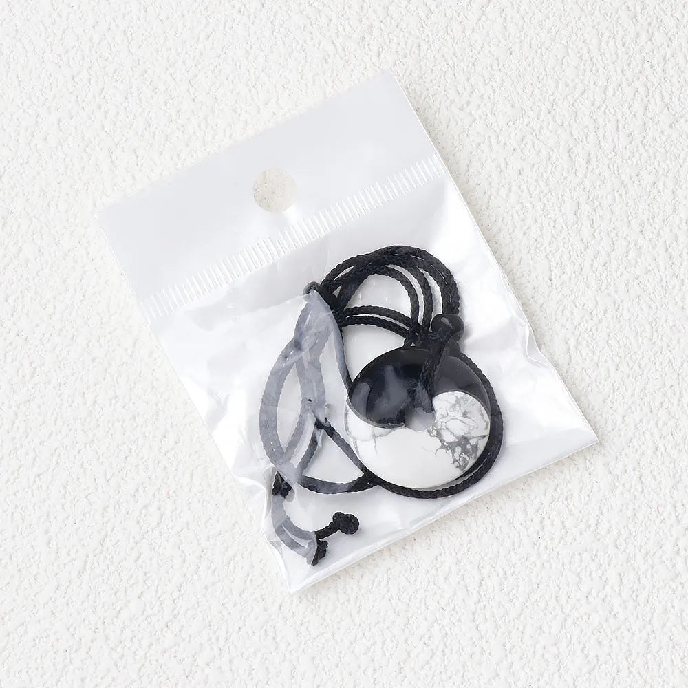 Bagua eight-diagram necklace with white turquoise, peace buckle and black silk cord