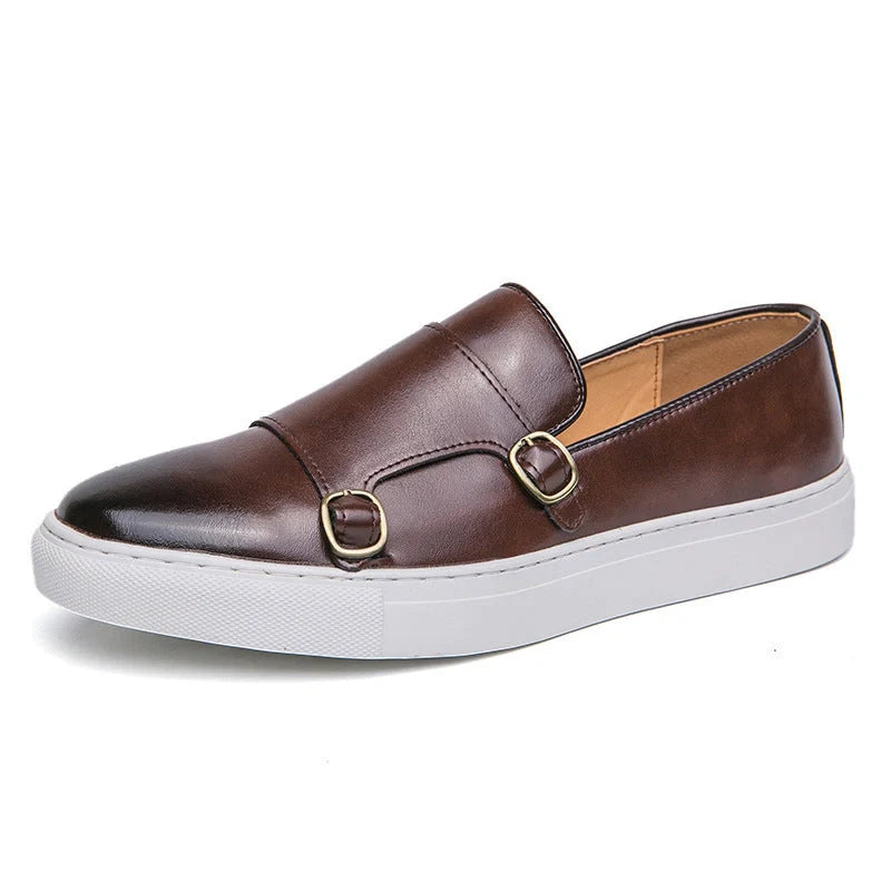 Stylish men's business casual loafers in black and brown