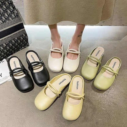 Women's baotou plastic flip-flop sandals in beige colour on a white background