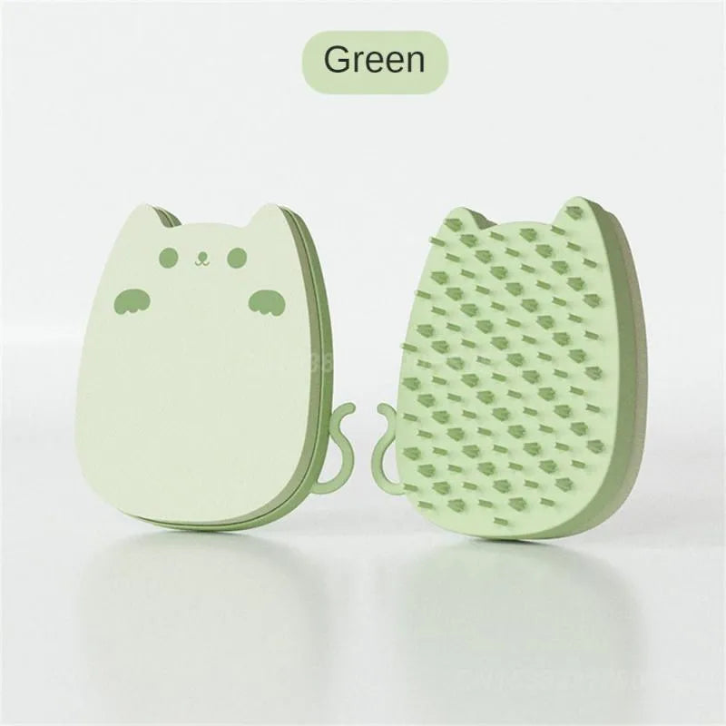 Brown sponge silicone pet comb brush with dual bristle types for cat and dog grooming