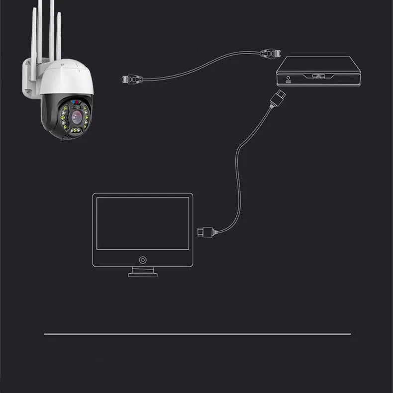 Outdoor dome surveillance camera with 360-degree rotation capability showing infrared sensors for night vision