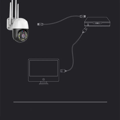 Outdoor dome surveillance camera with 360-degree rotation capability showing infrared sensors for night vision