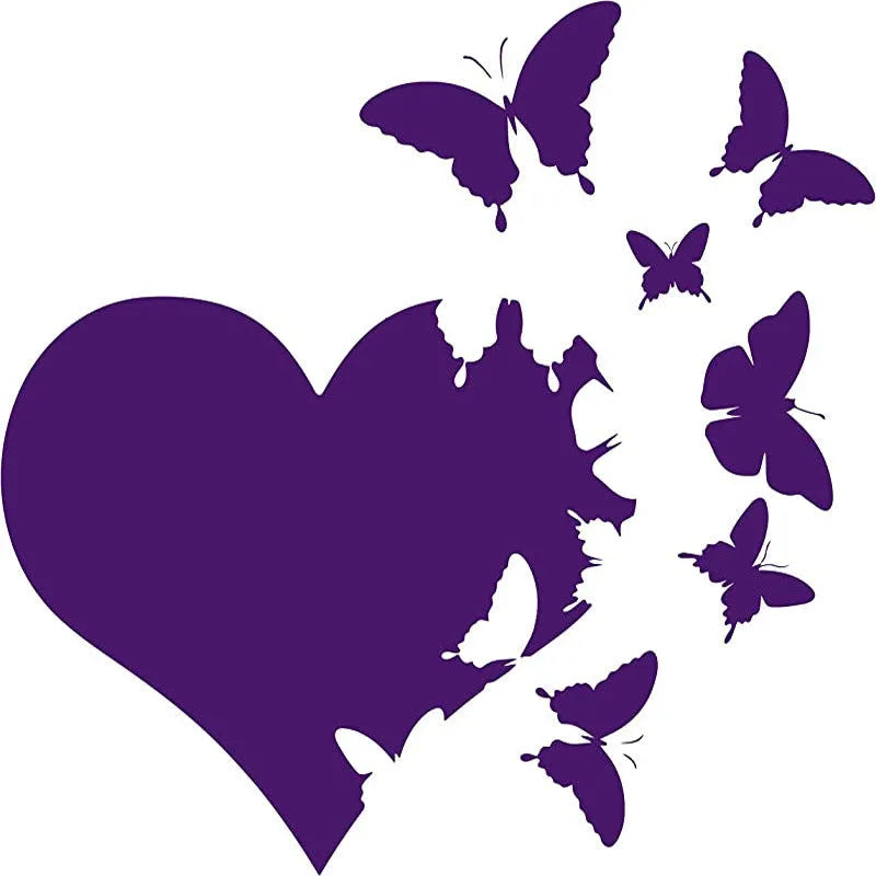 Love Butterfly car decoration sticker in plastic measuring 15x15cm in six colour options