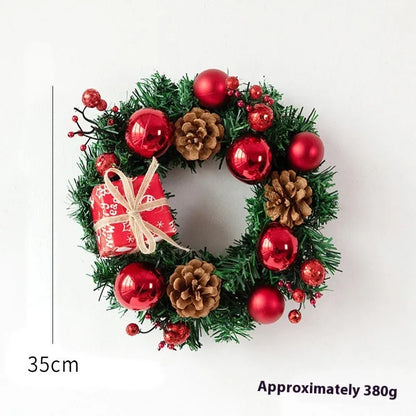 PVC Christmas wreath ring decoration in golden or red colour with rattan-inspired design