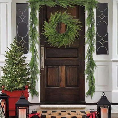 60cm plastic front door garland with PE feel texture in American country style
