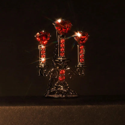 Women's zinc alloy Gothic clavicle chain with a hollow retro candlestick pendant on a cross link chain.