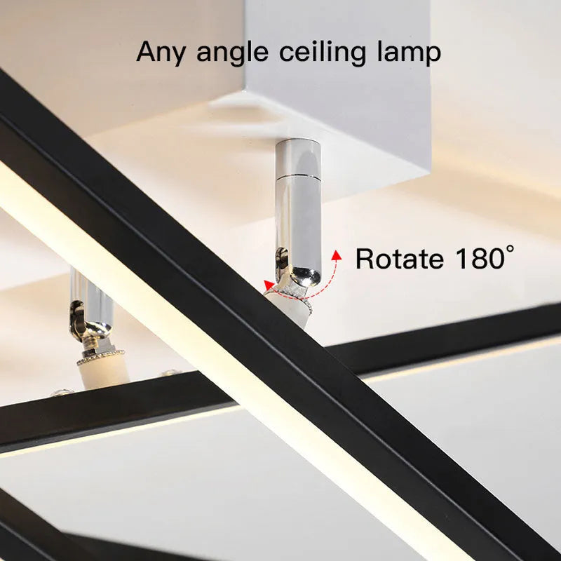 Modern wave style LED ceiling light with six 50cm arms in black or gold finish